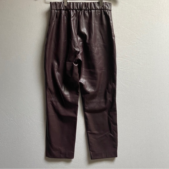 Babaton Aritzia Conan vegan faux leather burgundy trouser pants Sz 2 - Picture 4 of 14